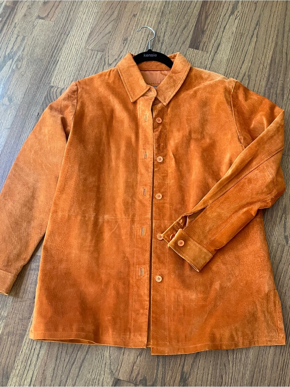 Jessica Holbrook Women's Rust Orange Suede Button-Down Shirt Jacket Size M